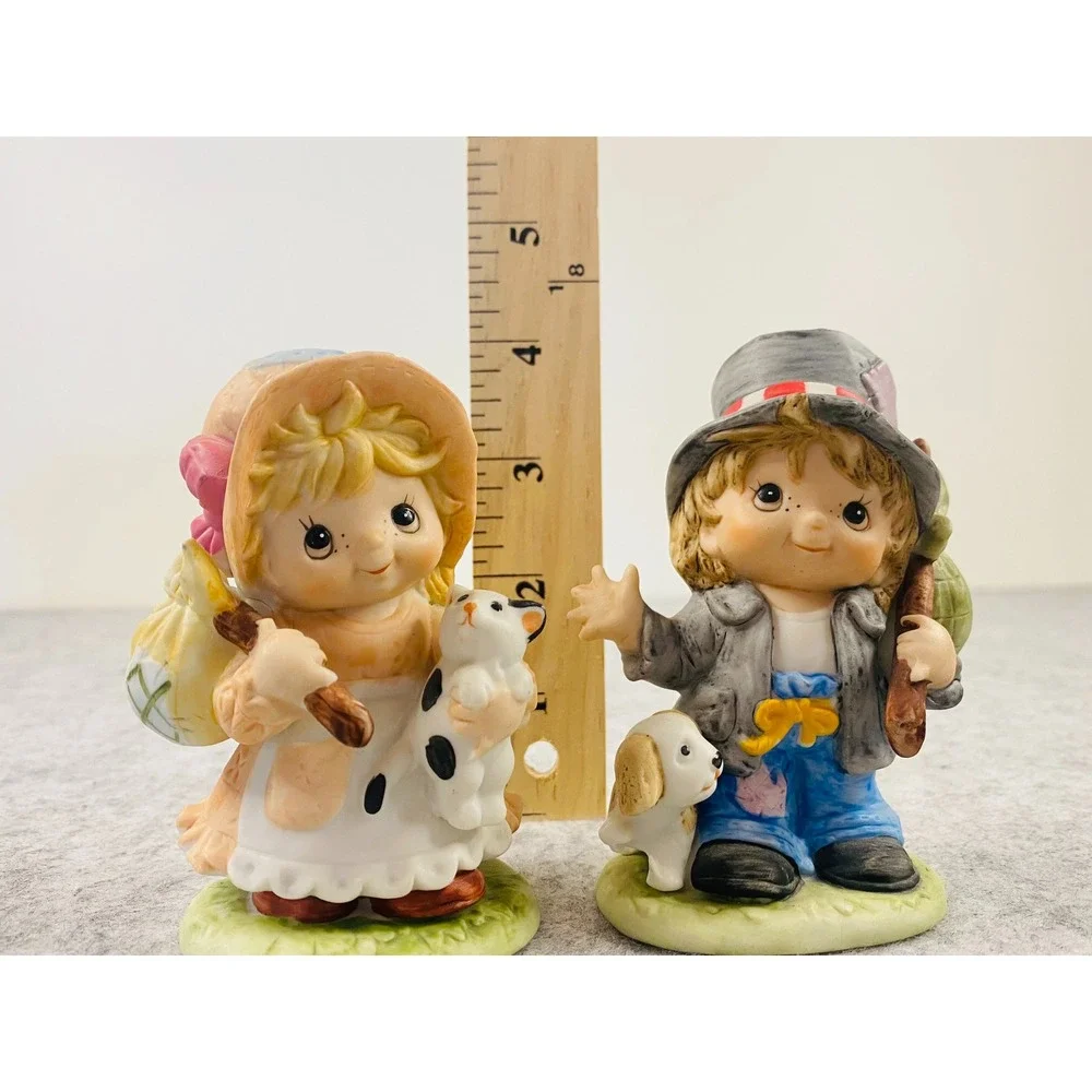 HOMCO Hobo‎ Boy & Girl Porcelain Figurines #1460 Set of 2 VINTAGE